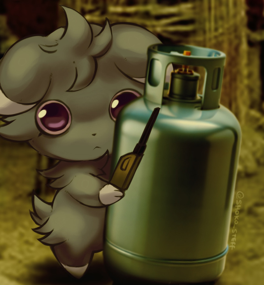explosives purple_eyes solo shoko_steff nintendo pokemon pok espurr generation_6_pokemon pokemon_(species) meme