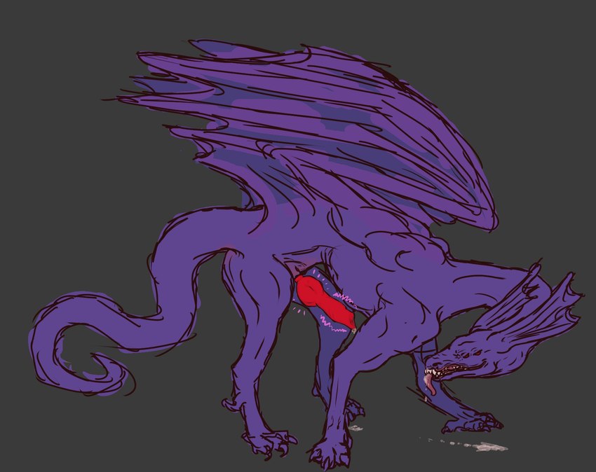 ejaculation feral knot male membrane_(anatomy) membranous_wings snarling solo tail wings hyracia flight_rising mythology dragon mirror_dragon mythological_creature mythological_scalie scalie absurd_res hi_res