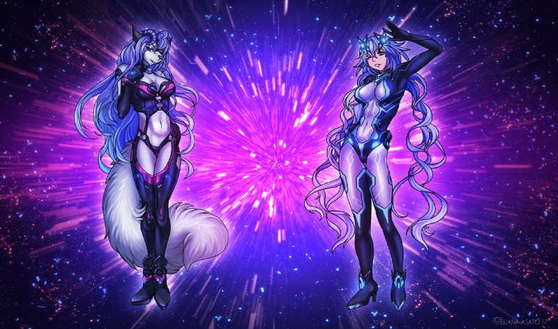 anthro cosplay duo female happy iris_heart jwp purple_heart smile space standing eliana-asato ceri yana_(jwp) human mammal 2017 digital_media_(artwork)