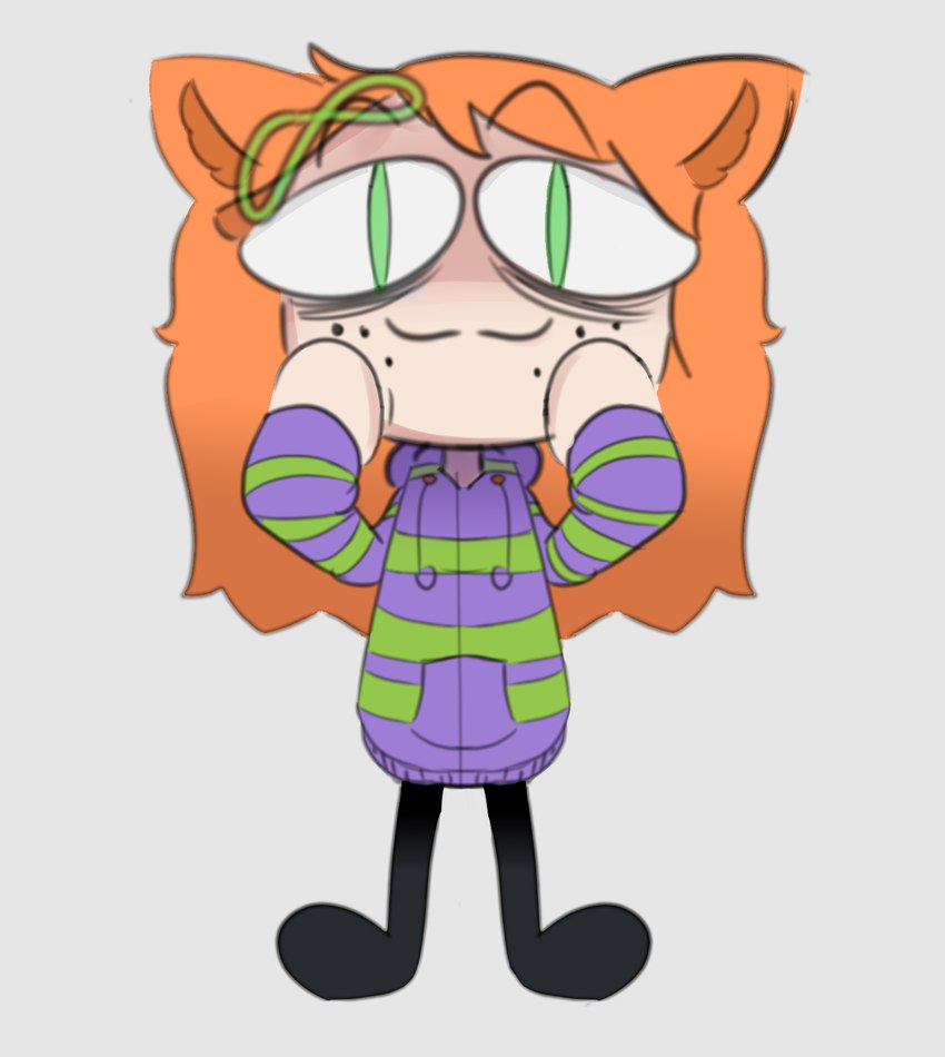 accessory anthro bottomwear clothing female fur gamergate green_eyes hair hair_accessory hoodie orange_body orange_fur orange_hair pants solo topwear stinkworm 8chan tsukihime type-moon neco-arc vivian_james animal_humanoid domestic_cat felid felid_humanoid feline feline_humanoid felis humanoid mammal mammal_humanoid hi_res