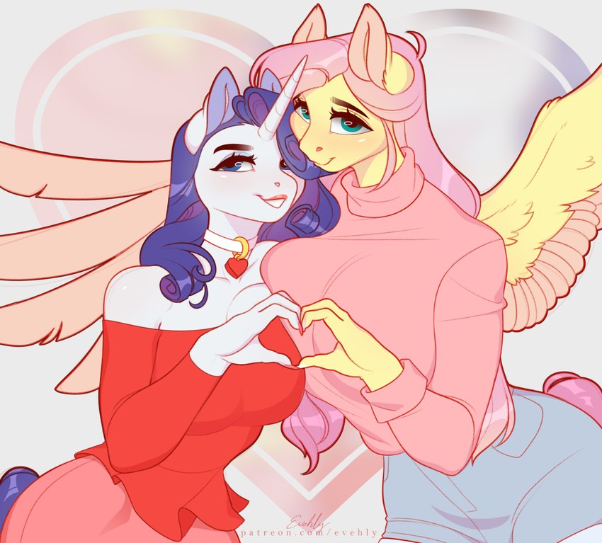 fluttershy and rarity (friendship is magic and etc) created by evehly