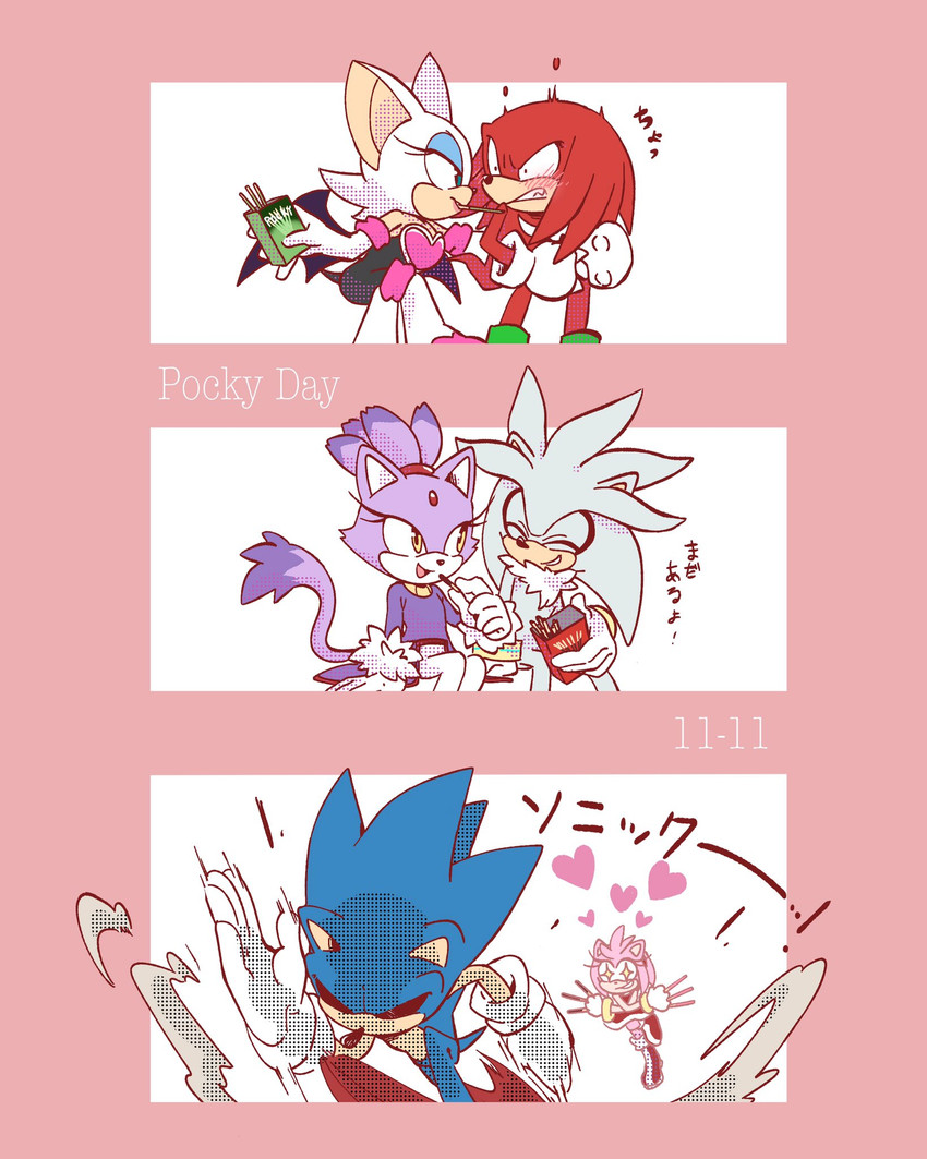 knuckles the echidna, silver the hedgehog, sonic the hedgehog, blaze the cat, rouge the bat, and etc (sonic the hedgehog (series) and etc) created by kohane01