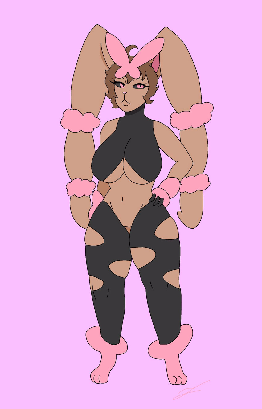 anthro anthrofied breasts clothing female genitals leggings legwear long_ears pokemorph pussy solo under_boob dirkstridoritos nintendo pokemon bonnie_(dirkstridoritos) fan_character generation_6_pokemon mega_evolution mega_lopunny pokemon_(species) shiny_pokemon hi_res source_request unavailable_at_source