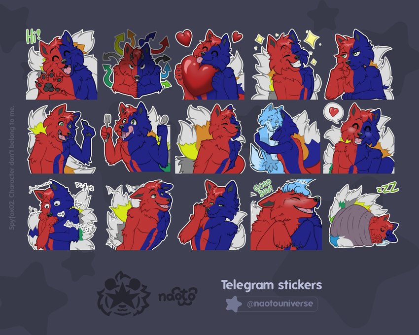 anthro biped heart_symbol hug hungry love making_faces male male_anthro math pats sleeping solo sound_effects spade_tail sticker tail tail_motion tailwag telegram_sticker thinking thoughtful_expression tongue tongue_out vowelless vowelless_sound_effect zzz naoto telegram canid canine fox mammal 5:4 hi_res