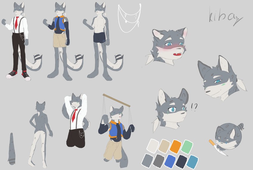 bodysuit clothing expressions fur grey_body grey_fur male necktie orb red_necktie short_male simple_background skinsuit solo suit tight_clothing underwear oshoto_kiba kiba_(oshoto_kiba) felid mammal pantherine snow_leopard absurd_res hi_res model_sheet