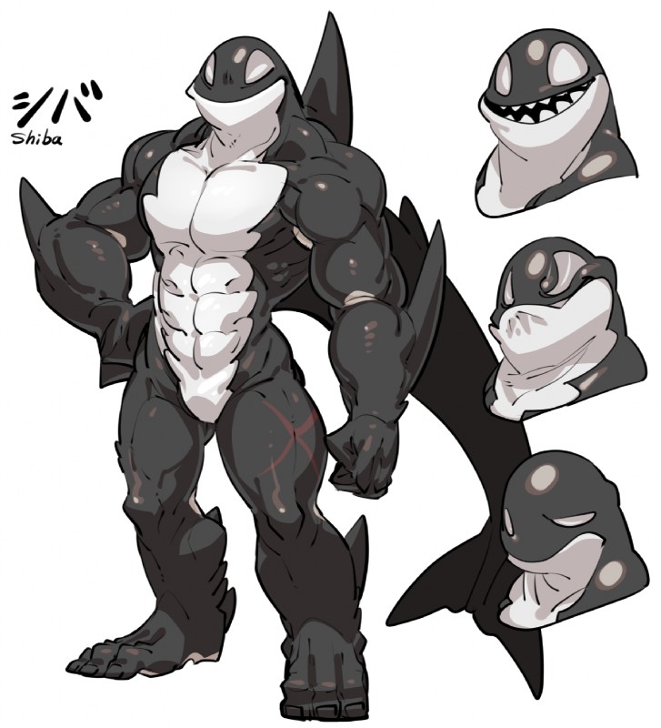 anthro frown male muscular muscular_anthro muscular_male pecs smile solo sidotama cetacean dolphin mammal marine oceanic_dolphin orca toothed_whale hi_res