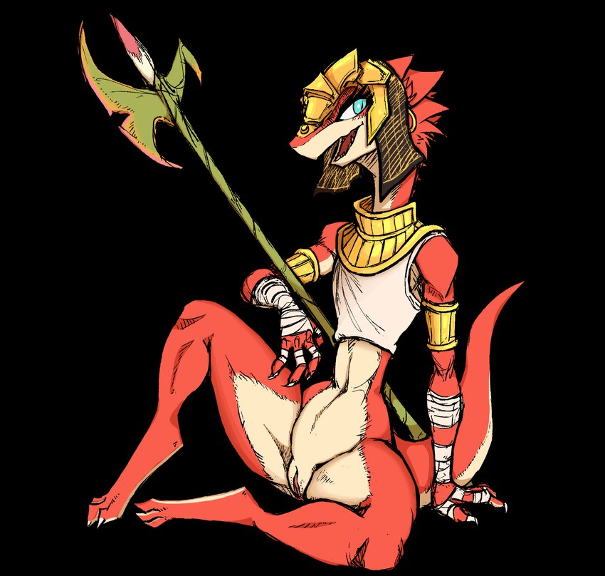 anthro blue_eyes bottomless clothed clothing countershade_torso countershading female genitals halberd melee_weapon navel open_mouth open_smile polearm pussy red_body simple_background sitting smile solo transparent_background weapon guoh third-party_edit ever_oasis nintendo miura drauk scalie alpha_channel color_edit colored digital_drawing_(artwork) digital_media_(artwork) hi_res