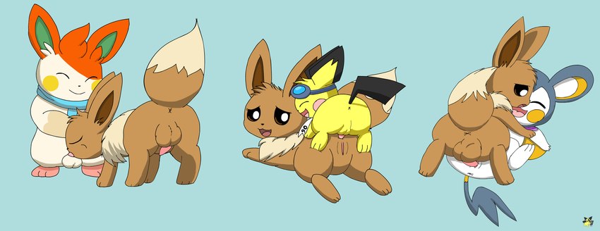 nise pawmo, sparks pichu, and yarn emolga (nintendo and etc) created by pichu90