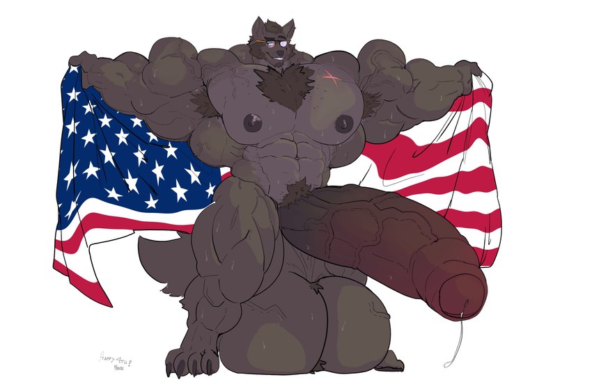 abs american_flag anthro balls big_balls big_muscles big_penis body_hair chest_hair eyewear genitals glasses huge_balls huge_muscles huge_penis hyper hyper_balls hyper_genitalia hyper_muscles hyper_penis looking_at_viewer male muscular pecs penis solo united_states_of_america vein veiny_balls veiny_muscles veiny_penis neonavis wolfy_mclovin_(character) canid canine canis mammal wolf hi_res