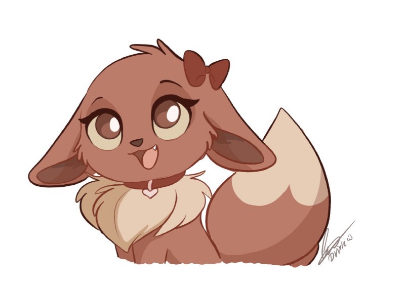 brown_eyes collar female feral fur red_body red_fur simple_background smile solo dvixie nintendo pokemon eevee generation_1_pokemon pokemon_(species) 2019 digital_media_(artwork)