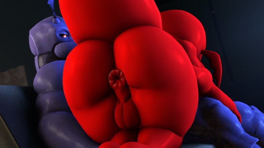 antennae_(anatomy) anthro anus arthropod_abdomen athletic athletic_anthro athletic_male backsack balls big_butt black_sclera blue_body blue_skin bubble_butt butt butt_focus detailed_background duo femboy fingers genitals inside kneeling male male/male muscular muscular_anthro muscular_male perineum rear_view red_body red_eyes red_skin sitting thick_thighs wide_hips billynr archie_comics sega sonic_the_hedgehog_(archie) sonic_the_hedgehog_(comics) sonic_the_hedgehog_(series) archimedes_the_fire_ant ant arthropod fire_ant hymenopteran insect 16:9 2021 3d_(artwork) digital_media_(artwork) hi_res source_filmmaker_(artwork) widescreen