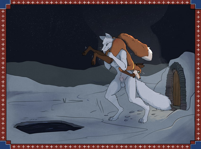 animal_genitalia anthro carrying_another cold_plunge duo female forced genitals ice male male/female medieval night nude outside sheath snow star water winter garbagegarage askel_(garbagegarage) pia_(garbagegarage) canid canine canis fox mammal wolf 2024 hi_res