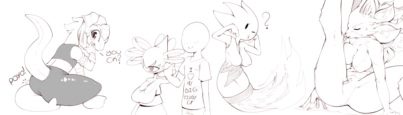 4_fingers ambiguous_gender ambiguous_human anthro armlet armor arms_bent bald big_breasts biped blush blush_lines bodily_fluids bottomwear breasts butt closed_smile clothed clothed_ambiguous clothed_anthro clothed_female clothed_human clothing crotch_tuft empty_eyes exclamation_point eyelashes eyeless eyes_closed facesitting featureless_crotch female female/ambiguous female_anthro female_humanoid fingernails fingers fully_clothed fully_clothed_ambiguous fully_clothed_human fur fur_tuft furgonomic_bottomwear furgonomics gesture glistening glistening_eyes group hand_gesture hand_holding headgear heart_symbol helmet interspecies kissy_face licking looking_at_another looking_back looking_back_at_another medium_breasts mouth_closed nails nipple_outline noseless nude nude_anthro nude_female one_eye_closed open_mouth pokephilia pupils question_mark raised_leg self_lick shirt simple_eyes sitting sitting_on_another slit_pupils smile standing stylized_empty_eyes sweat sweatdrop tail talking_to_another tapering_tail text text_on_clothing text_on_shirt text_on_topwear thumbs_up tongue topwear tuft wink 4chan_anon unknown_artist ever_oasis kirby_(series) mana_(series) nintendo pokemon square_enix trials_of_mana yoshi_topsy-turvy belladonna_(trials_of_mana) kirby miura spirit_of_speed drauk felid feline generation_5_pokemon gothitelle human humanoid mammal pokemon_(species) scalie spirit waddling_head 2020 crossover digital_drawing_(artwork) digital_media_(artwork) english_text hi_res multiple_images