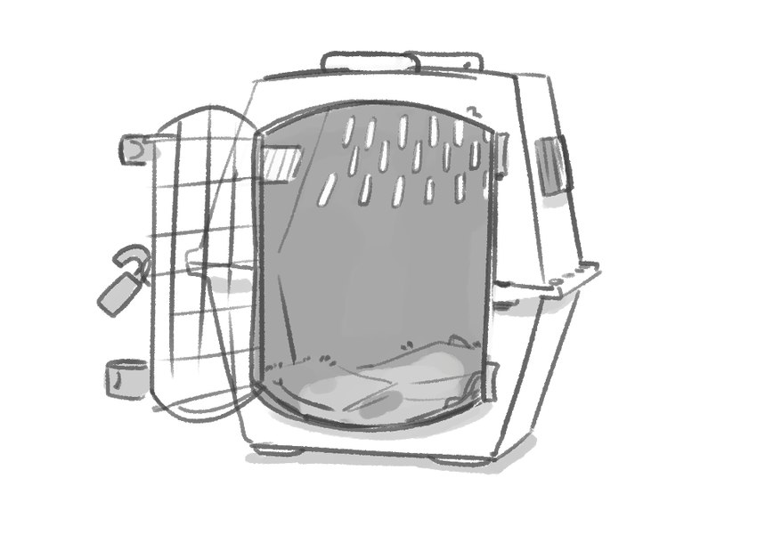 cage hole_in_wall lock not_furry open_door padlock pet_carrier simple_background white_background zero_pictured pastryglaze monochrome sketch