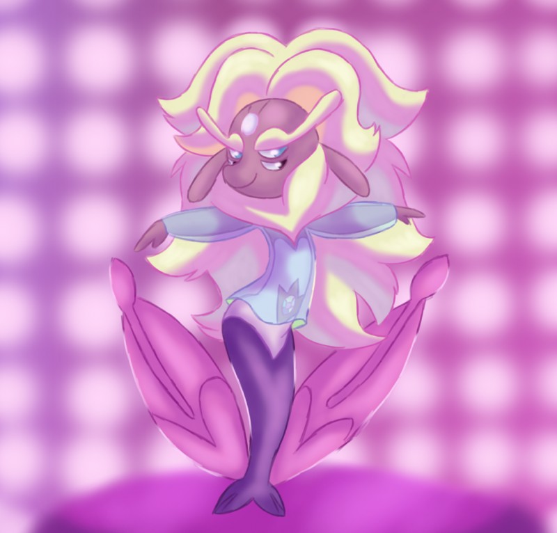 female fusion hair pattern_background pink_background simple_background smile solo itoruna cartoon_network nintendo pokemon steven_universe rainbow_quartz_(steven_universe) alien alien_humanoid florges gem_(species) gem_fusion generation_6_pokemon humanoid pokemon_(species) rainbow_quartz_(gem_species) shiny_pokemon white_flower_florges 2017 crossover hi_res