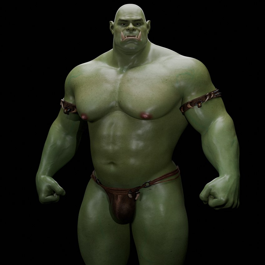 fangs green_body green_skin humanoid_pointy_ears male musclegut muscular muscular_humanoid muscular_male nipples not_furry pecs pointy_ears solo teeth voluox humanoid orc 1:1 3d_(artwork) digital_media_(artwork) hi_res