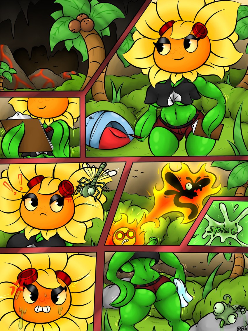 angry anthro bodily_fluids bottomwear breasts butt clothing crop_top duo female flower hotpants midriff plant shirt shorts sweat thick_thighs topwear under_boob blobslimey electronic_arts plants_vs._zombies plants_vs._zombies_heroes popcap_games solar_flare_(pvz) elemental_creature flora_fauna flower_creature sunflower_(pvz) 3:4 absurd_res comic cover cover_art cover_page hi_res sequence