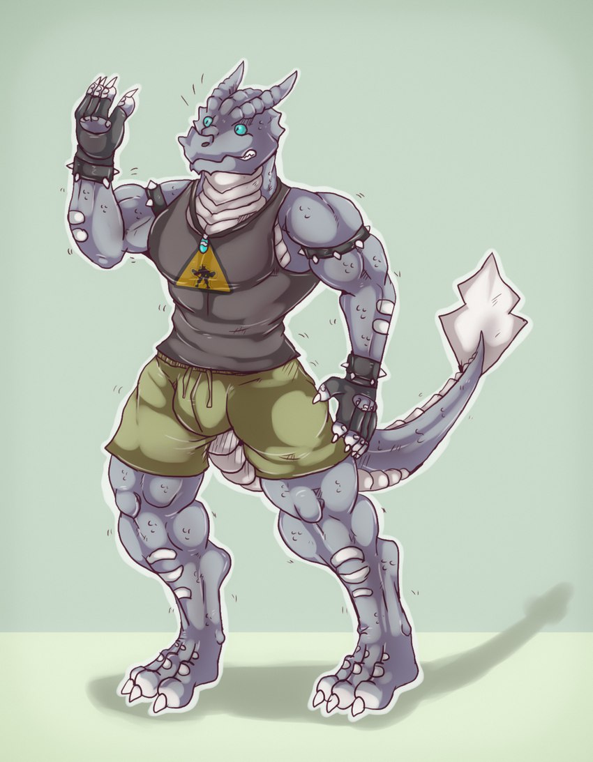 abs anthro barazoku belly biceps big_muscles blue_eyes bulge claws clothed clothing digitigrade dominant flexing front_view fully_clothed grey_body grin growing growth growth_sequence happy huge_muscles looking_at_viewer male multicolored_body muscular muscular_anthro muscular_male paws pecs pose smile solo spikes tail teeth tongue tongue_out two_tone_body two_tone_tail underwear white_body dragontigerwolf mythology kardukk_(character) dragon kobold mythological_creature mythological_scalie reptile scalie digital_media_(artwork) hi_res sequence shaded