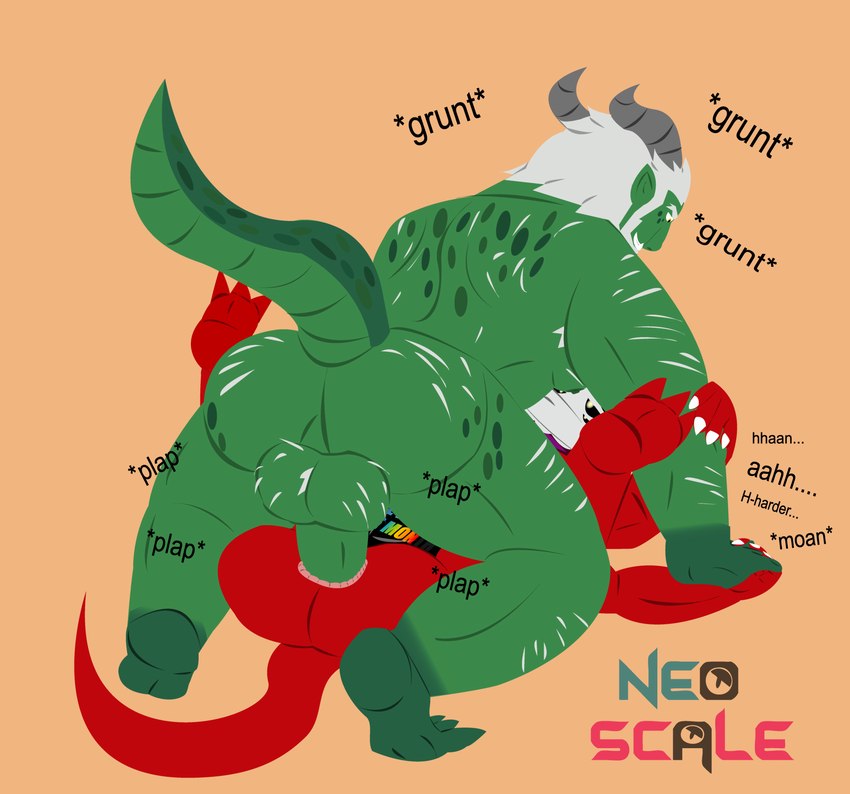 anal beard duo facial_hair from_front_position horn male male/male mating_press moan plap rough_sex sex tail neoscale mythology chernobog_kuzarnak th'rak_(neoscale) demon dragon humanoid hybrid mythological_creature mythological_scalie orc scalie hi_res