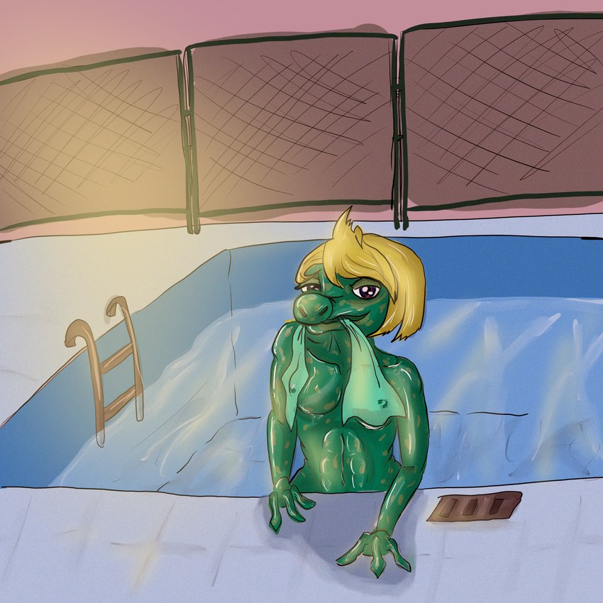 anthro female match nude pool solo unknown_artist alligatorid caiman crocodile crocodilian reptile scalie agatha_(disambiguation) team_(disambiguation) 1:1 hi_res