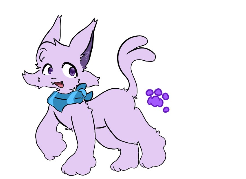 female feral fur kerchief looking_back neckerchief neckwear paws simple_background smile solo tail walking vaporeon1770 nintendo pokemon avery_(vaporeon1770) fan_character domestic_cat eeveelution espeon felid feline felis generation_2_pokemon mammal pokemon_(species) digital_drawing_(artwork) digital_media_(artwork) full-length_portrait portrait