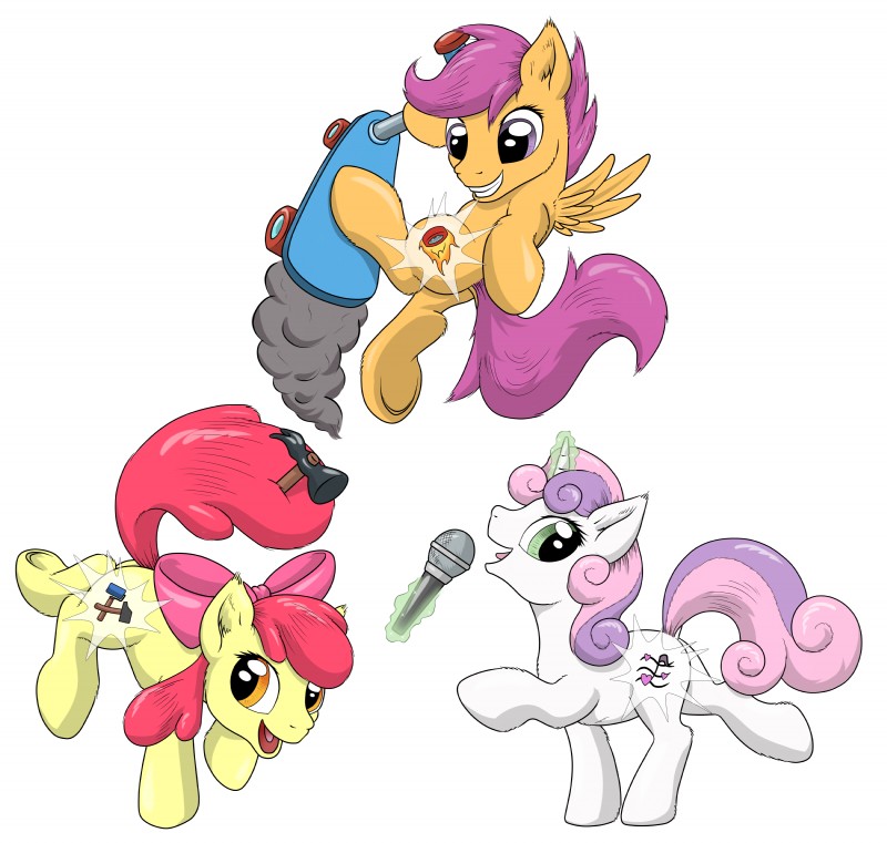 apple bloom, cutie mark crusaders, scootaloo, and sweetie belle (friendship is magic and etc) created by mekamaned