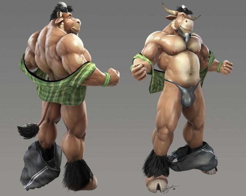 anthro beard biceps big_muscles body_hair bottomwear bottomwear_around_one_leg bottomwear_down brown_eyes bulge clothed clothing clothing_around_one_leg cloven_hooves facial_hair fur hairy happy_trail hooves horn male musclegut muscular muscular_anthro muscular_male nipples pants pants_around_one_leg pecs pose shirt shorts slightly_chubby solo speedo sweatband swimwear tail tail_tuft thong topwear tuft underwear undressing braford sam_(braford) bovid bovine cattle mammal 3d_(artwork) 5:4 digital_media_(artwork)