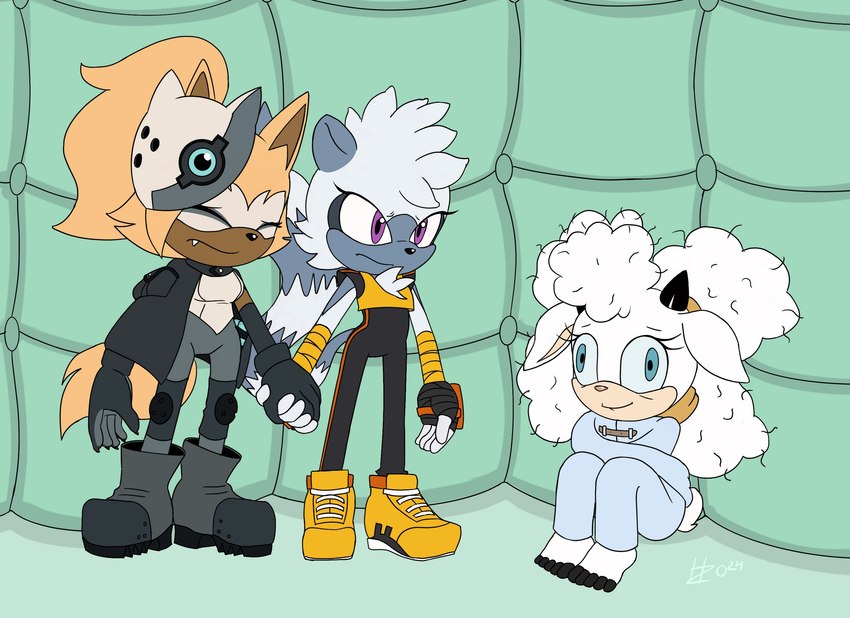 anthro clothing female gloves group hand_holding handwear horn insane trio havoczo family_guy idw_publishing sega sonic_the_hedgehog_(comics) sonic_the_hedgehog_(idw) sonic_the_hedgehog_(series) lanolin_the_sheep_(sonic) tangle_the_lemur whisper_the_wolf bovid canid canine canis caprine lemur mammal primate sheep strepsirrhine wolf hi_res