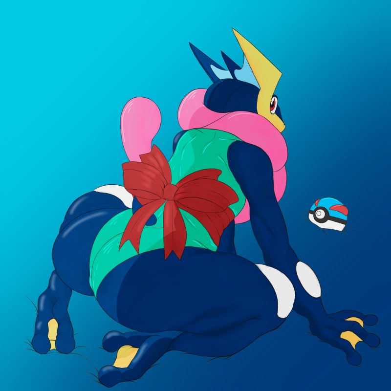 anthro big_butt butt femboy happy male pose solo spread_legs spreading tongue greey nintendo pokemon generation_6_pokemon greninja mammal pokemon_(species) 1:1 2019 absurd_res digital_drawing_(artwork) digital_media_(artwork) hi_res