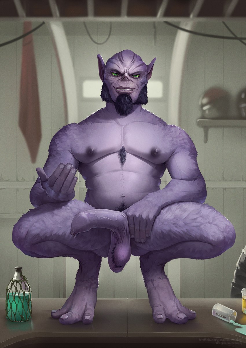 ball_tuft balls beard big_penis crouching facial_hair foreskin front_view fur genitals goatee green_eyes humanoid_pointy_ears long_foreskin male male_humanoid muscular muscular_male nails navel nipples not_furry nude nude_humanoid nude_male penis pointy_ears pubes purple_body purple_fur saggy_balls solo spread_legs spreading tuft vein veiny_penis satanic_monkey star_wars garazeb_orrelios alien alien_humanoid humanoid lasat hi_res