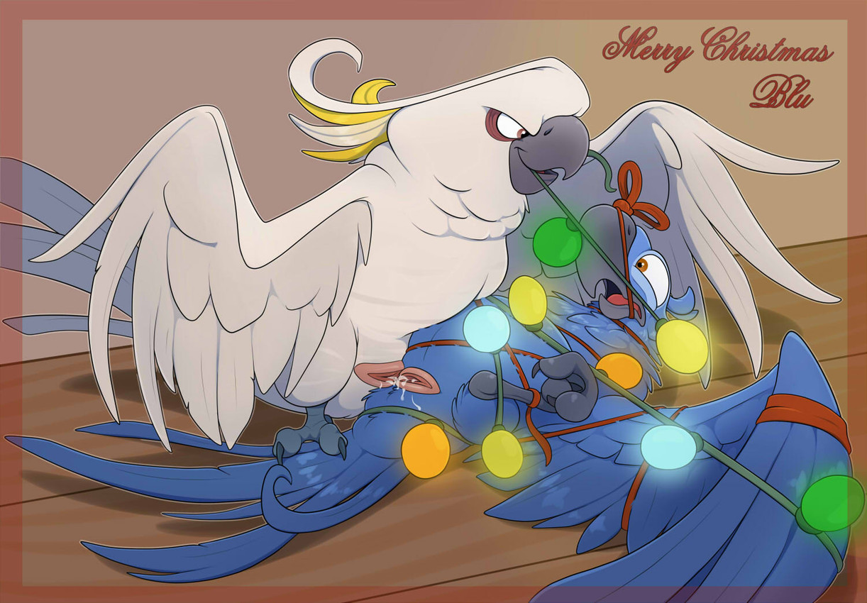 ambiguous_gender anatomically_correct animal_genitalia avian_feet bdsm beak beak_tied blue_body blue_feathers bondage border bound brown_eyes christmas_decorations christmas_lights cloaca cloacal cloacal_fluids cloacal_kiss duo feathered_wings feathers feet feral feral_on_feral forced genitals grey_beak holidays lying on_back on_bottom on_top open_beak open_mouth rape sex simple_background smile spread_wings tail tail_feathers talons text toes tongue white_body white_feathers wings wings_tied mcfan blue_sky_studios christmas rio_(series) blu_(rio) nigel_(rio) avian bird cacatua cockatoo macaw neotropical_parrot parrot spix's_macaw sulphur-crested_cockatoo true_parrot