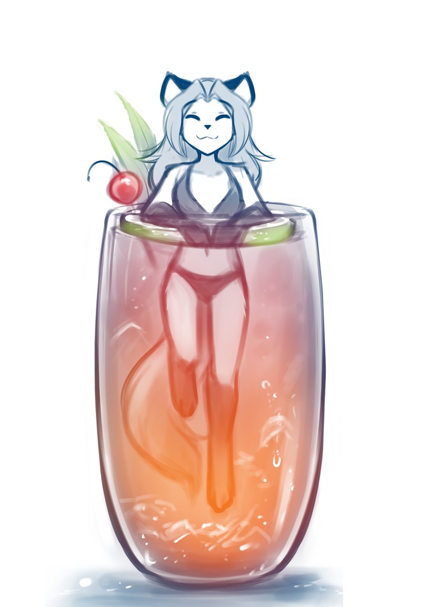 alcohol anthro beverage bikini bikini_bottom bikini_top clothed clothing cocktail cocktail_garnish container cup eyes_closed female floating fur glass glass_container glass_cup gloves_(marking) hair in_beverage in_container in_cup leg_markings markings micro midriff navel partially_submerged simple_background skimpy smile socks_(marking) solo swimwear two-piece_swimsuit wet conditional_dnp tom_fischbach twokinds laura_(twokinds) canid canine canis fox keidran mammal red_fox true_fox 2023 absurd_res adobe_photoshop_(artwork) digital_media_(artwork) hi_res monochrome sketch spot_color