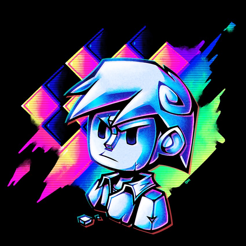 1990s_theme blue_body blue_eyes blue_hair blue_skin frown hair machine retro solo synthwave electrickoathanger fakemon pokemon_clover biteki_(pokemon_clover) humanoid robot 1:1 alpha_channel hi_res