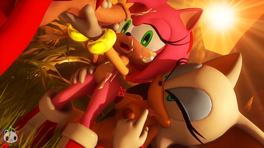 anthro bodily_fluids cum cum_on_face female genital_fluids group handjob male male/female penile sex kittykorpse sega sonic_the_hedgehog_(series) amy_rose knuckles_the_echidna rouge_the_bat bat echidna eulipotyphlan hedgehog mammal monotreme 16:9 hi_res widescreen