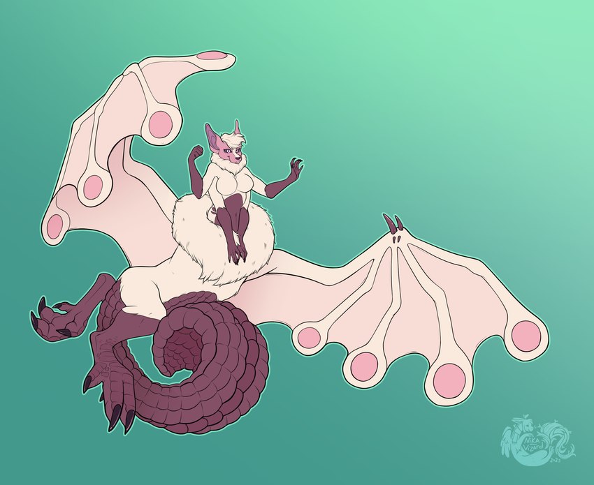 4_arms 4_toes bat_wings big_feet breasts brown_body claws feet female fingers fur hair membrane_(anatomy) membranous_wings multi_arm multi_limb neck_tuft nude pink_body pink_fur simple_background smile solo tail toes tuft white_body white_fur wings zygodactyl nika_vizard capcom monster_hunter lumaya_(lumaya) flying_wyvern mammal paolumu taur digital_media_(artwork) hi_res