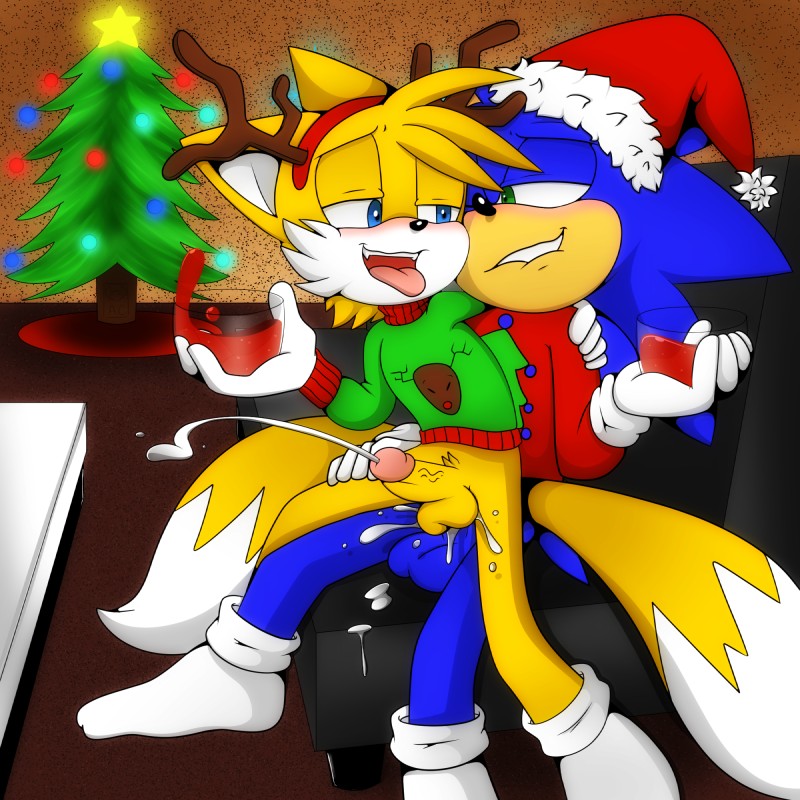 miles prower, rudolph the red-nosed reindeer, and sonic the hedgehog (sonic the hedgehog (series) and etc) created by amatsucat
