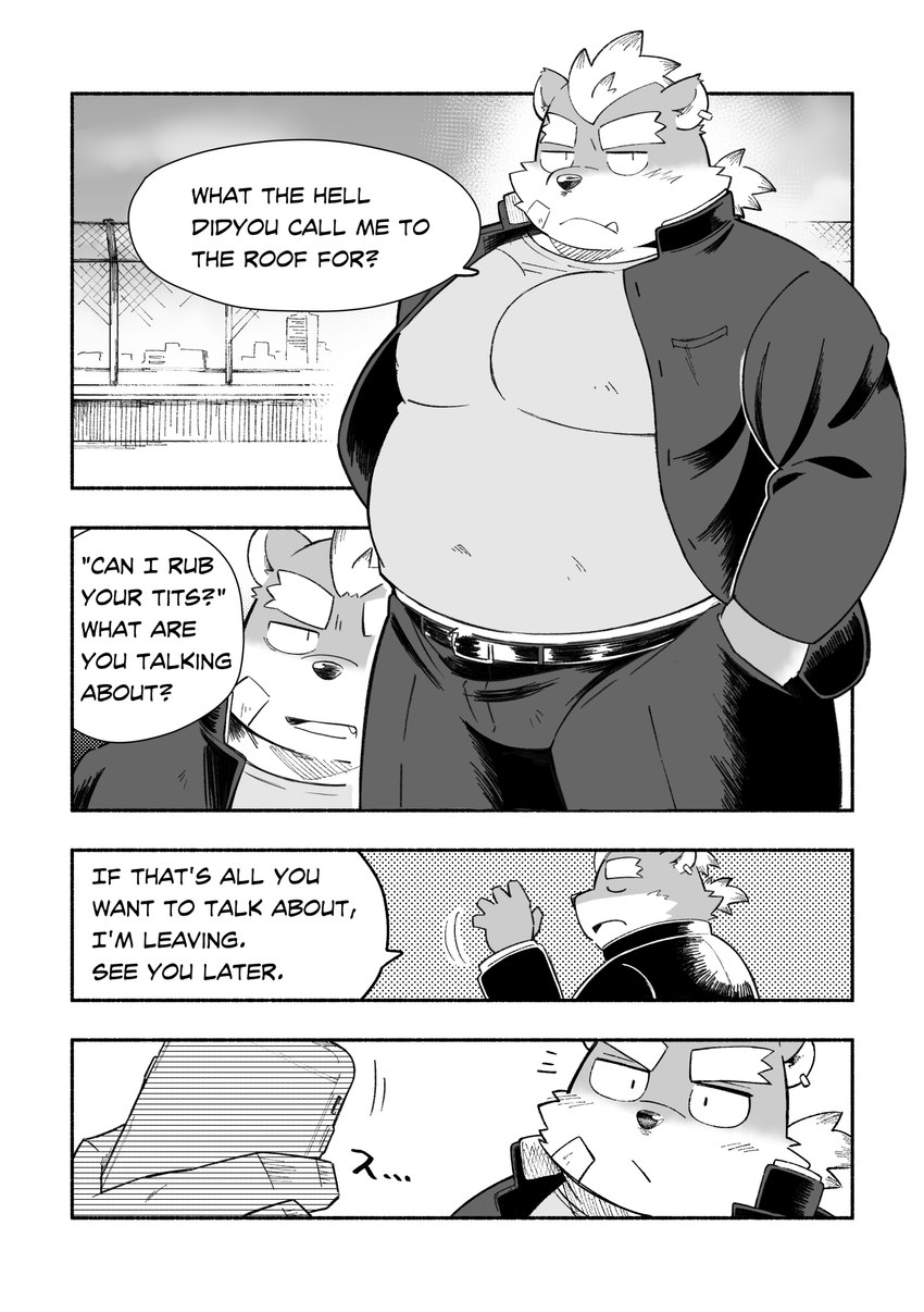 anthro belly bottomwear cellphone clothing electronics eyes_closed kemono male overweight overweight_male pants phone shirt smartphone solo_focus text topwear diru11 canid canine canis domestic_dog mammal 2021 comic english_text hi_res monochrome