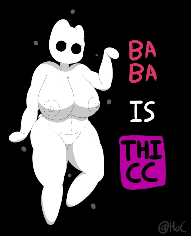 big_breasts breasts female genitals looking_at_viewer nipples not_furry nude pussy simple_background solo thick_thighs highoncoffee baba_is_you baba humanoid 2019 absurd_res hi_res