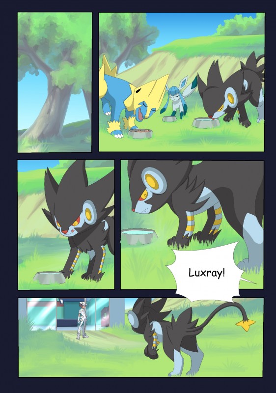 ambiguous_gender feral group male pinheadchains sugarnhoney aether_foundation nintendo pokemon aether_employee eeveelution generation_3_pokemon generation_4_pokemon glaceon human luxray mammal manectric pokemon_(species) absurd_res hi_res