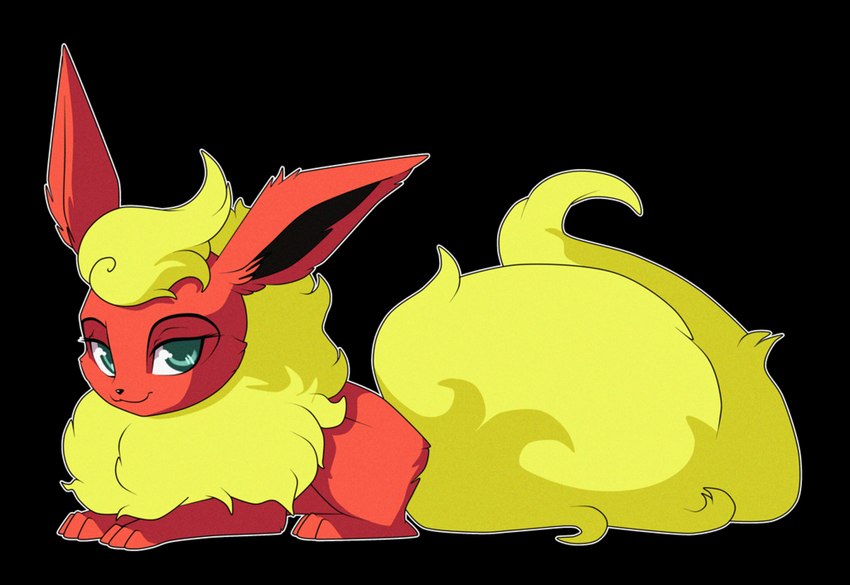 ambiguous_gender blonde_mane blue_eyes eyelashes feral fur looking_at_viewer lying mane narrowed_eyes on_front quadruped red_body red_ears red_fur side_view simple_background solo tail transparent_background yellow_tail milk-jug nintendo pokemon eeveelution flareon generation_1_pokemon pokemon_(species) alpha_channel