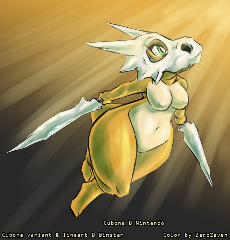 anthro breasts female mask pokemorph skull_mask solo text winstar nintendo pokemon cubone generation_1_pokemon pokemon_(species) english_text