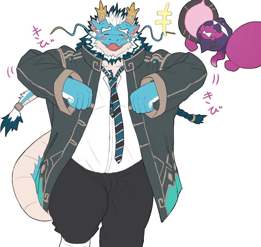 anthro beard blue_body dancing facial_hair hair horn male mature_male overweight solo tail white_hair nikukyu299paw lifewonders mythology nintendo pokemon tokyo_afterschool_summoners qinglong_(tas) dragon generation_9_pokemon legendary_pokemon mythological_creature mythological_scalie pecharunt pokemon_(species) scalie 2024