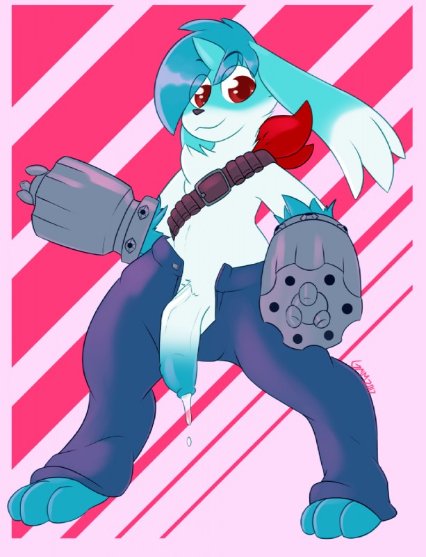 anthro anthrofied balls black_nose bodily_fluids cum feet foreskin genital_fluids genitals gun_arm looking_at_viewer male penis pokemorph precum red_eyes simple_background solo toes grimev bandai_namco digimon nintendo pokemon fan_character jeison_(character) digimon_(species) gargomon generation_4_pokemon legendary_pokemon mammal pokemon_(species) shaymin sky_forme_shaymin 2017 hi_res