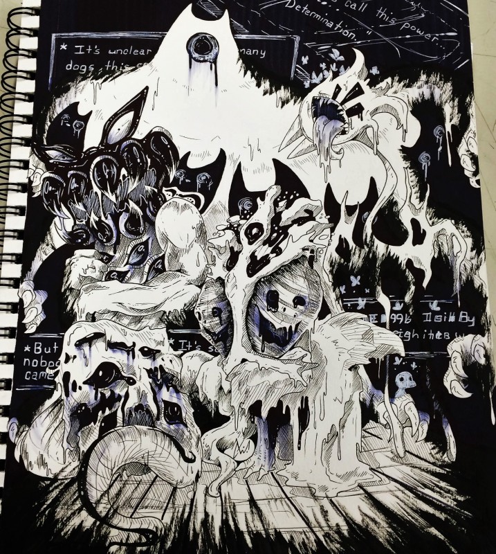 snowdrake's mother, lemon bread, reaper bird, memoryhead, endogeny, and etc (undertale (series) and etc) created by silvergeki