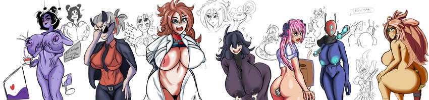 big_breasts bodily_fluids breasts female group horn huge_breasts lactating wide_image tenhead arc_system_works dragon_ball dragon_ball_fighterz guilty_gear helltaker nintendo pokemon risk_of_rain undertale undertale_(series) android_21 astolfo baiken hex_maniac huntress_(risk_of_rain) justice_(helltaker) muffet animal_humanoid arachnid arachnid_humanoid arthropod arthropod_humanoid human humanoid mammal spider_humanoid 2022 absurd_res hi_res long_image