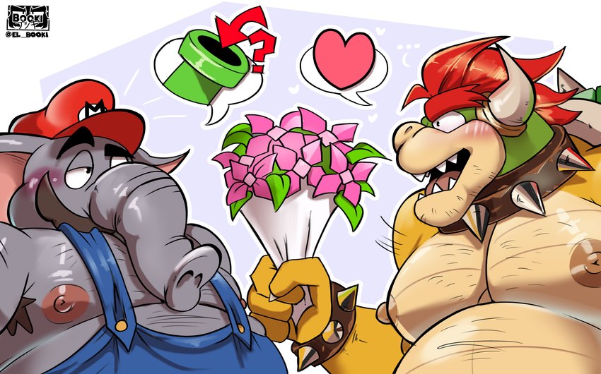 bowser, elephant mario, and mario (super mario bros wonder and etc) created by el booki