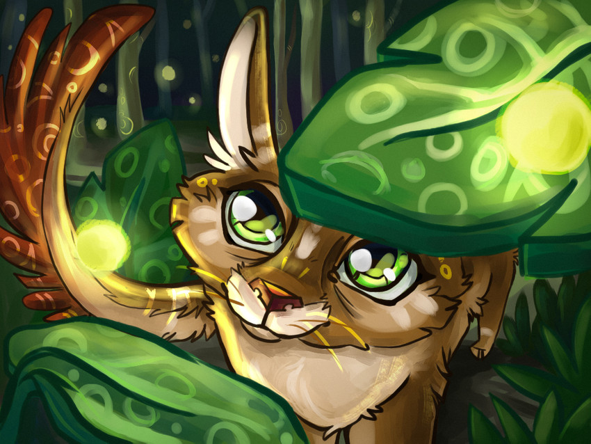 curiosity dream female feral forest green_eyes leaf magic mystery outside plant quadruped solo tree wings wonderland fennefox ambient_arthropod ambient_insect arthropod beetle domestic_ferret elateroid firefly insect mammal mustelid musteline true_musteline unknown_species weasel 4:3 wallpaper