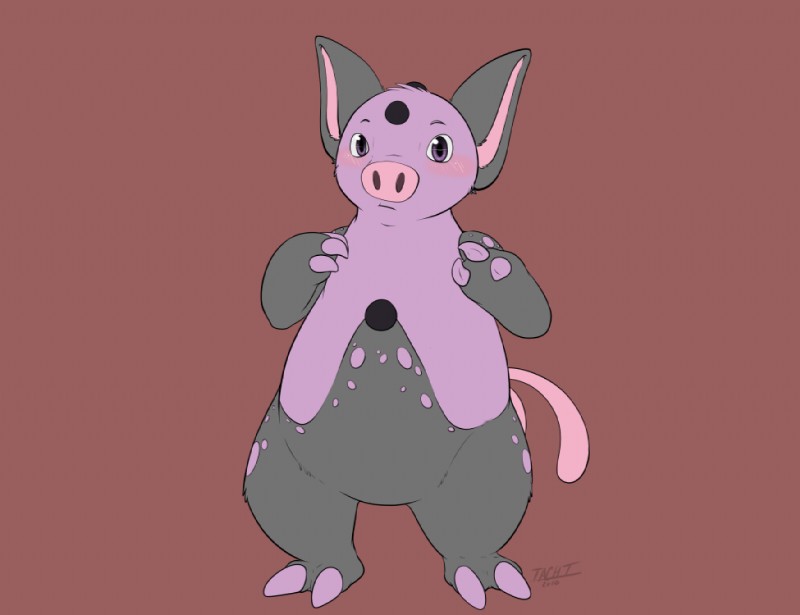 alternate_species anthro biped blush featureless_crotch front_view handpaw hooves looking_at_viewer male nude paws solo standing benji_(artist) nintendo pokemon fan_character tachi_(kaptcha) generation_3_pokemon grumpig mammal pokemon_(species) suina flat_colors signature