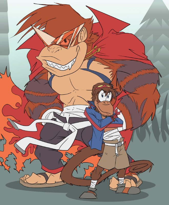 abs blue_eyes hair male muscular muscular_male pecs sleeping shesamonkey diddy_kong_pilot donkey_kong_(series) donkey_kong_64 donkey_kong_racing nintendo rareware tengen_toppa_gurren_lagann diddy_kong donkey_kong_(character) ape gorilla haplorhine kong mammal monkey primate hi_res