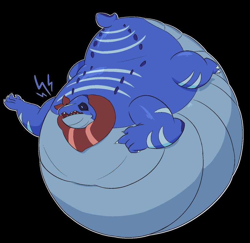 belly belly_expansion belly_inflation big_belly black_outline blue_body blue_eyes blue_sclera cast_shadow expansion huge_belly hyper hyper_belly hyper_inflation inflation kerchief neckerchief neckwear outline simple_background three-quarter_view transparent_background white_outline areoants lexal_hunter crocodile crocodilian fish marine reptile scalie shark 2023 alpha_channel hi_res